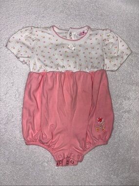 Carter's vintage Pink and White Floral Bubble summer Romper 18/24m